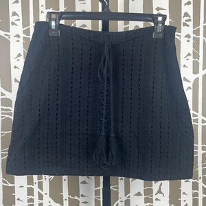 Leith Black Cotton Eyelet Mini Skirt sz M